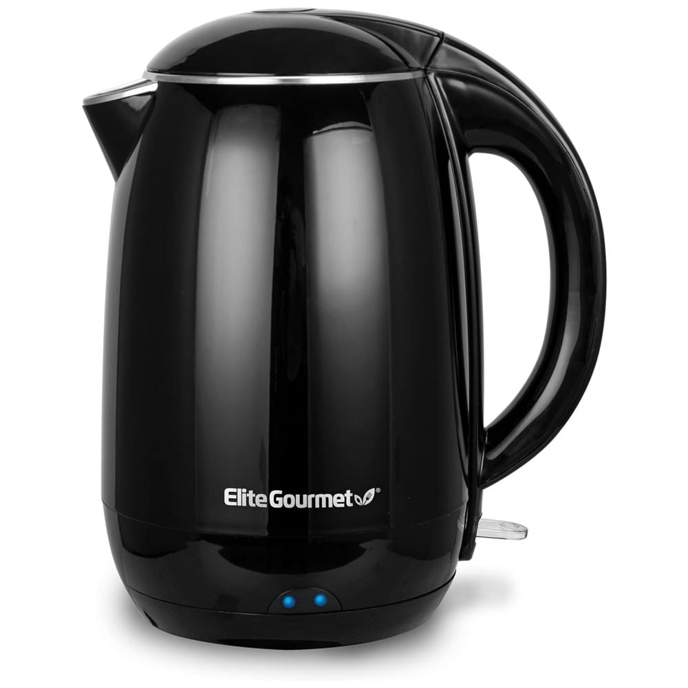 Chaleira Elétrica 1,8l Com Parede Dupla Isolada, Base Giratória 360 E Desligamento Automático, 110v, Elite Gourmet Ekt1821, Preta