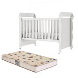 Berço Americano Com Colchão Carolina Baby Mimo Mini Cama 2 Em 1 Com Rodízios Para Quarto Bebê Branco