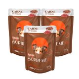 Kit 3 Ração Úmida Para Cachorro Adulto Quatree Supreme Super Premium Sabor Carne Ao Molho Sachê 100g