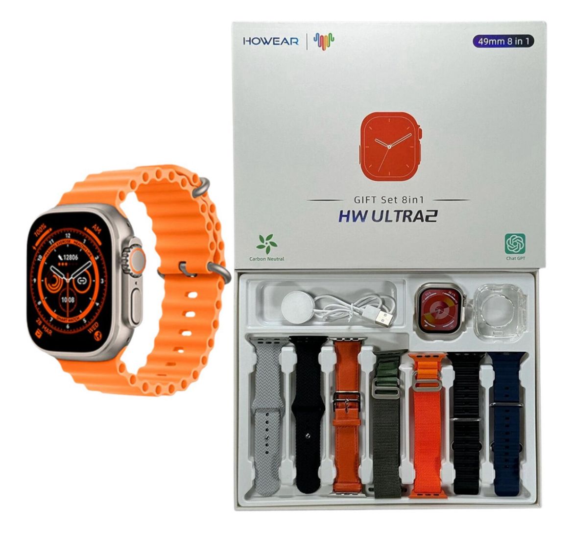 Smartwatch Hw Ultra 2 Com Chat Gpt 7 Pulseiras + Case Gps Esportes Academia Fitness Notificações Nfe