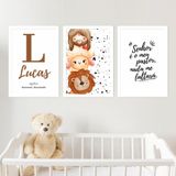 Kit Quadro Infantil Personalizado Envie O Nome1 20x30 3 Pçs Titulos Moldura Branca