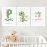 Kit Quadro Infantil Personalizado Envie O Nome4 20x30 3 Pçs Titulos Moldura Branca