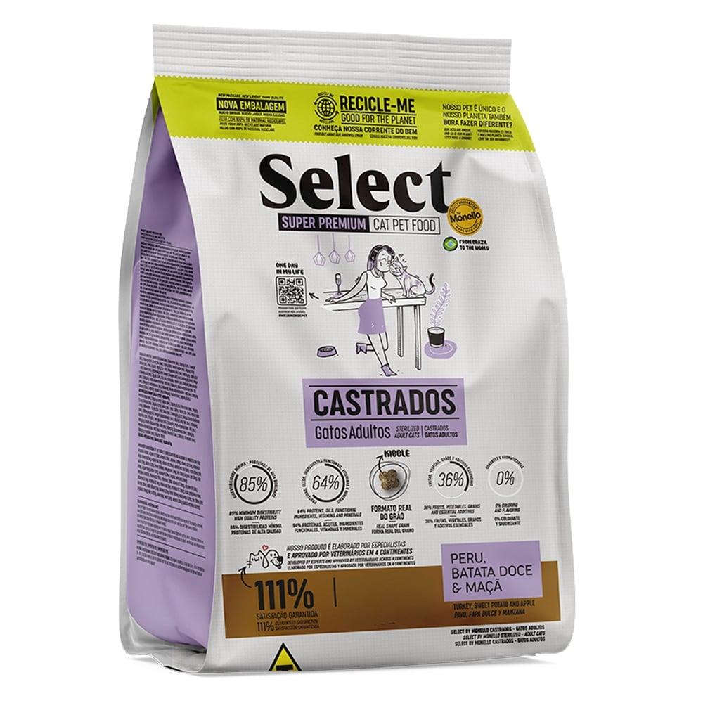 Ração Seca Select By Monello Peru, Batata Doce E Maçã Para Gatos Castrados - 15 Kg