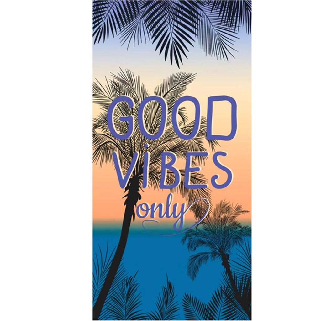 Toalha De Praia Microfibra Anti Areia New 70x140cm Good Vibes Only