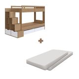 Beliche Solteiro Com 02 Colchões E Gavetões Aveiro Oak Branco Stoney Completa Móveis