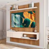 Painel Jade Caemmum Para Tv 55 Polegadas 149cm Freijó Off White Caemmum