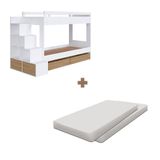 Beliche Solteiro Com 02 Colchões E Gavetões Branco Aveiro Oak Stoney Completa Móveis