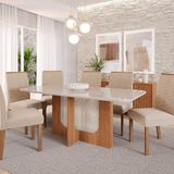 Sala De Jantar Louise 180cm Com 6 Cadeiras Clarice Wood Cinamomo/off  Nude