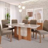 Sala De Jantar Louise 180cm Com 6 Cadeiras Paola Wood Cinamomo/ Off Joli