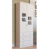 Guarda-roupa Infantil 61,70cm 2 Portas Com Janelas E 3 Gavetas Sem Pés 100% Mdf Mimo Espresso Móveis Branco