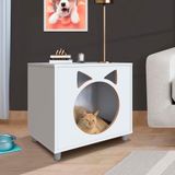 Mesa De Apoio Para Gato Com Almofada Marrom 54cm X 36cm Branco Agnes Jm Móveis