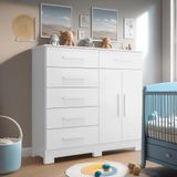 Cômoda Para Quarto Infantil 6 Gavetas 2 Portas Branco Xiling Shop Jm