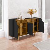 Buffet Aparador Ripado 4 Portas Preto Fosco Naturalle Tieris Shop Jm