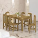 Conjunto Mesa Com 6 Cadeiras Madeira Maciça 160cm Nogueira Amelia Shop Jm