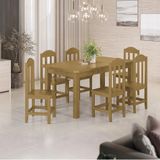 Conjunto Mesa Com 6 Cadeiras Em Madeira Maciça 160cm Nogueira Safira Shop Jm