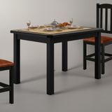 Mesa De Jantar 120cm 4 Lugares Pés Madeira Maciça Preto Safira Shop Jm