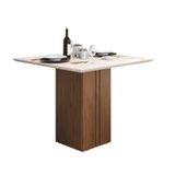 Mesa Retangular Para Sala De Jantar Com Vidro 4 Lugares 90cm X 90cm Freijó Off White Atticus