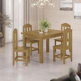 Conjunto Mesa Com 4 Cadeiras Em Madeira Maciça 120cm Nogueira Safira Shop Jm