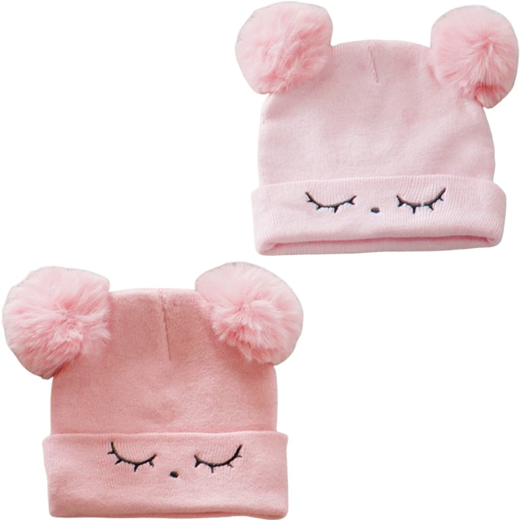 Kit 2 Gorro Funny Para Bebê 36cm A 48cm Rosa/rosa Velho