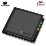 Cowhide Wallet Masculino Moda Bifold Card Holder Rfid Blockin