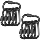 10pcs Carabiner Clip, Heavy Duty Aluminium Locking Carabiner Keyring D-ring Para Outdoor, Camping, Caminhada, Viagem, Pesca, Mochila, Preto