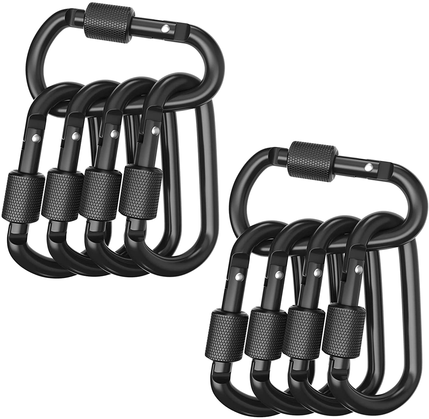 10pcs Carabiner Clip, Heavy Duty Aluminium Locking Carabiner Keyring D-ring Para Outdoor, Camping, Caminhada, Viagem, Pesca, Mochila, Preto