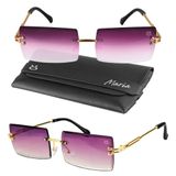 Feminino Case + Oculos Sol Social Metal Vintage Proteção Uv Verão Dourado Luxo Delicado