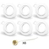 Conjunto De 6 Holofotes Ajustáveis De Led Gu10 Recessados Branco Quadro De Montagem Para Lâmpadas Led / Halogen Com Soquete Gu10