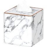 Porta-caixa De Tecido De Couro Da Square Pu Para A Decoração Do Banheiro Da Cômoda (padrão De Mármore Branco)