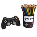 Kit 2 Pç Video Game Cofre Controle Pote Porta Lapis - Preto