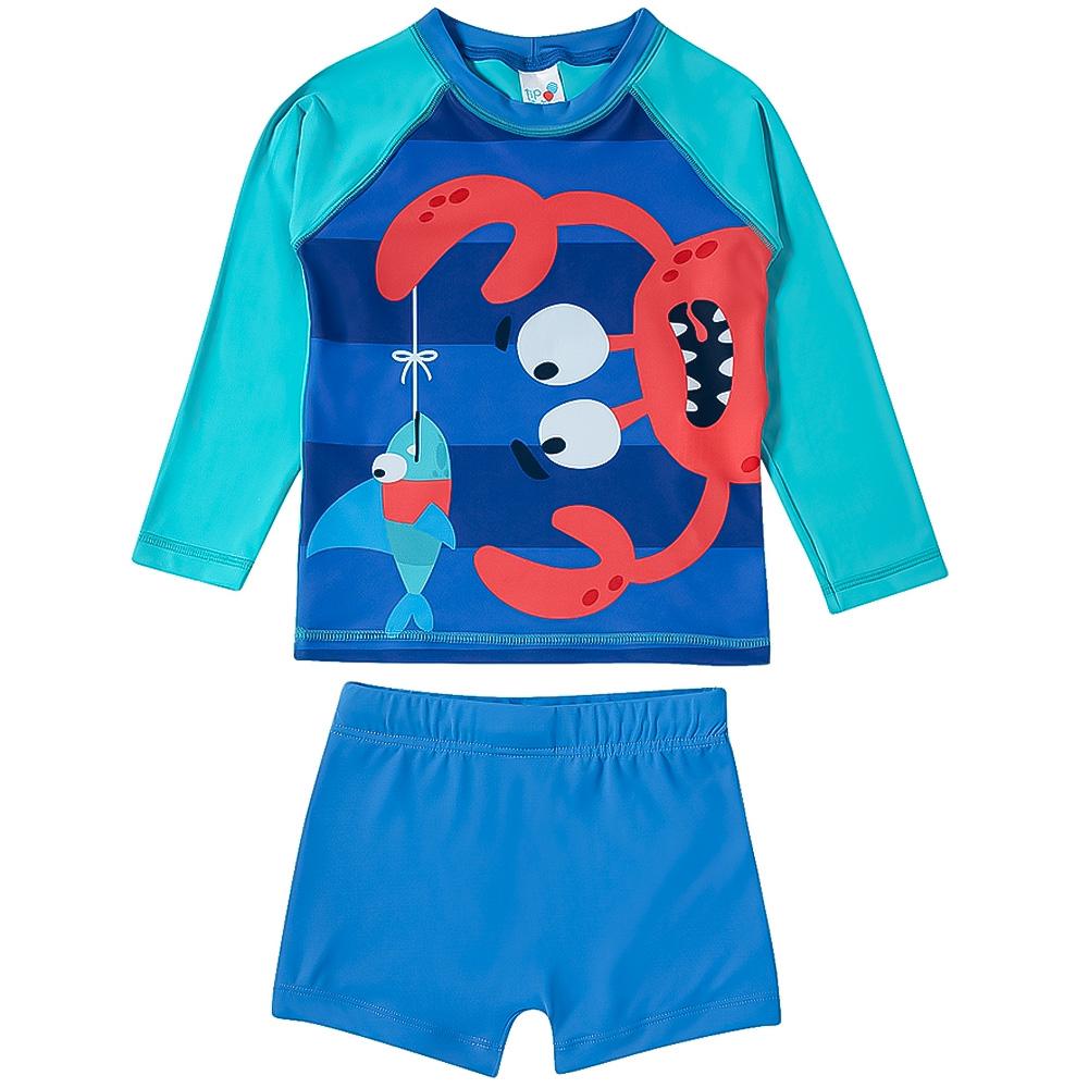Conjunto Praia Kids Camiseta E Sunga Tip Top Monstrinhos Divertidos 34451157 - Azul Turquesa - 06