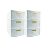 Kit 6 Gaveteiros Modularares Empalhável Organizador Multiuso Sapateira Rattan Plástico Resistente