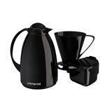 Kit De Café Prático Preto Açucareira Filtro Garrafa Térmica