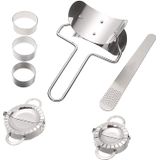 7 Peças Conjunto Fabricante De Bolinho De Aço Inoxidável, Dumpling Press Moldes Dumpling Skin Maker Recheio Spoon Flour Ring Cutter, Torta D