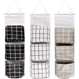 3 Peças Saco De Armazenamento De Parede 60 X 20cm 3 Camada Saco De Enforcamento Empilhável - Tecido De Linho Impermeável Grande Organizador