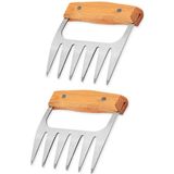 Churrasco Melhor Para Carne De Porco Puxada - Alça De Madeira Resistente E Ferramenta De Triturador De Churrasco De Aço Inoxidável