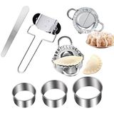 7 Peças Fabricante De Bolinhos De Aço Inoxidável, 2 Moldes De Bolinho 3 Fabricante De Pele De Bolinho Chinês Cortador De Bolinhos Torta Ravi