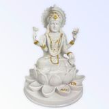 Deusa Lakshmi Na Flor De Lótus Resina - Escolha Modelo E Cor