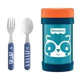 Kit Talheres E Pote Térmico Aço Inox Hot &amp; Cold Azul