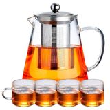 Conjunto Bule Chaleira Infusora Vidro 950ml 4 Xícaras Glass