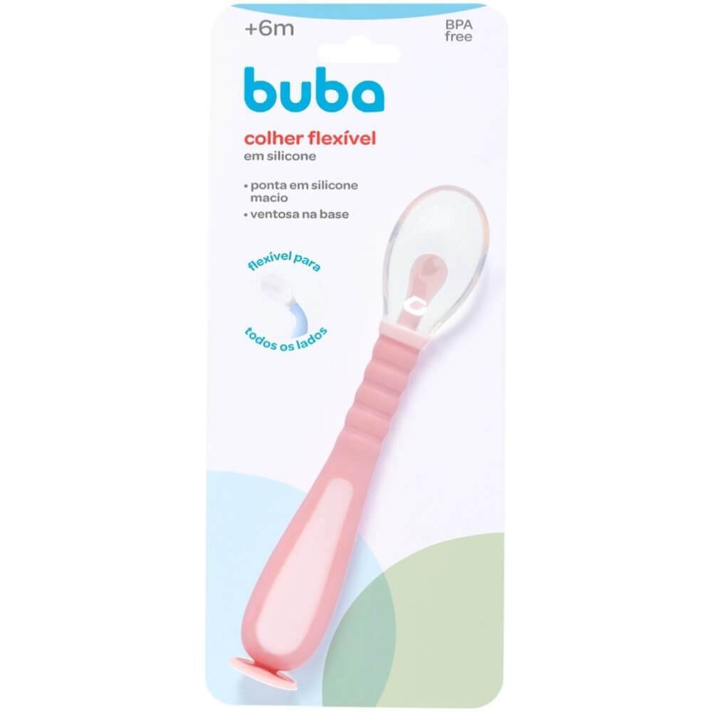 Colher Flexivel Em Silicone Rosa Buba