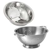 Kit Cozinha Escorredor De Arroz E Macarrão Inox 2 Peças