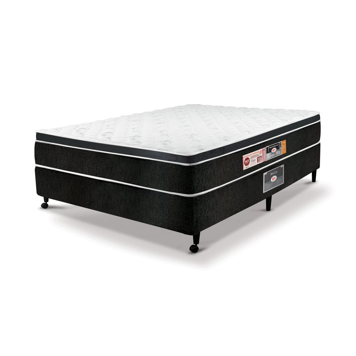 Cama Box Casal Castor Black E White Air One Face D33 138x188x50 + Box Castor