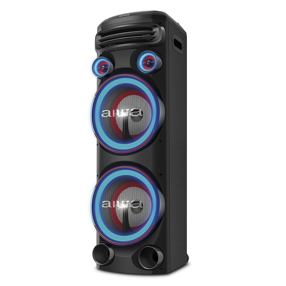 Torre De Som Aiwa T2w-01 2200w 2woofers10 Bt Rgb Usb Fm Dj