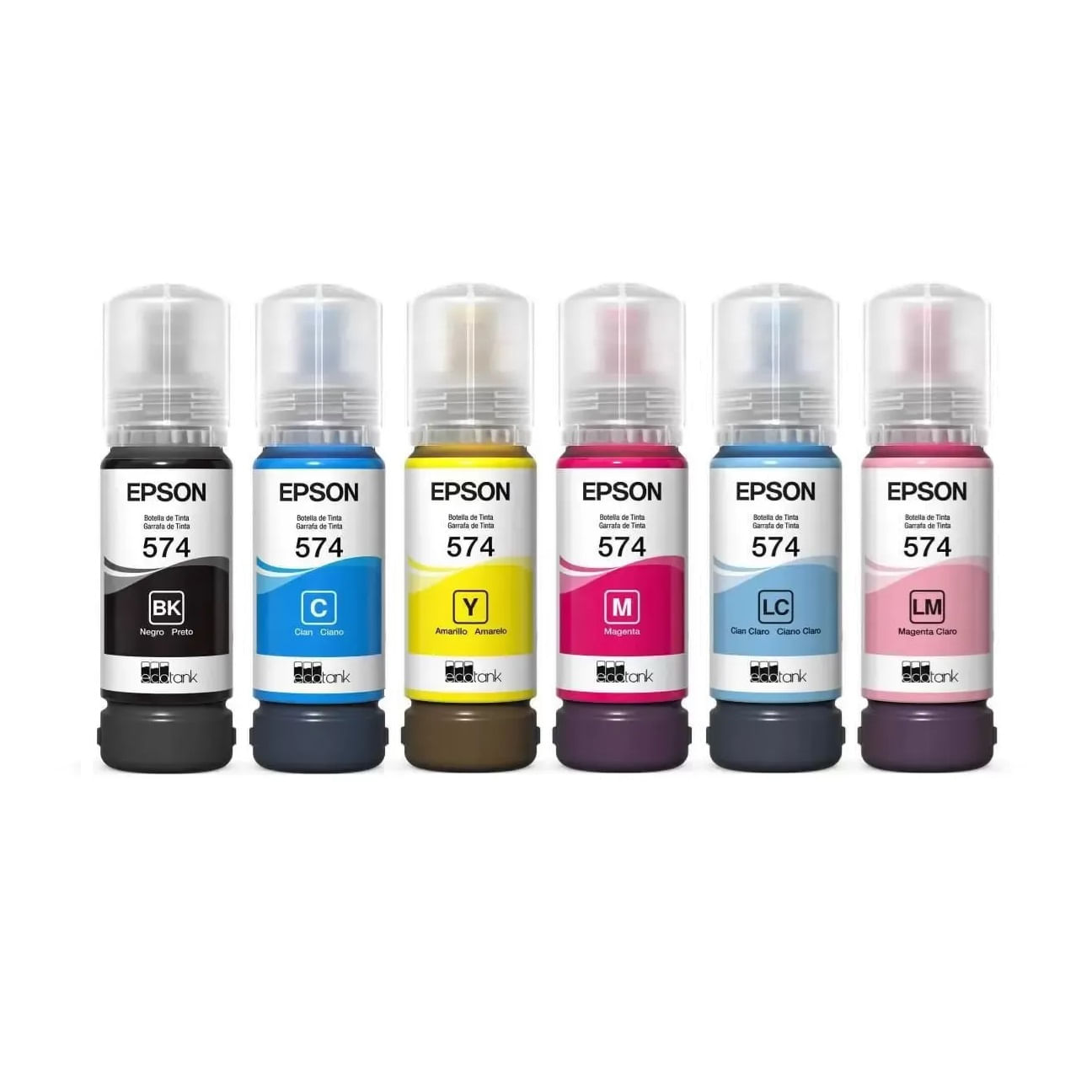 Kit 6 Cores Tinta Epson 574 T574 Original Para L8050 L18050