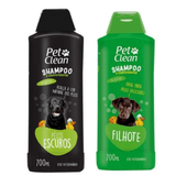 Kit Shampoo Filhote + Shampoo Pelo Escuro Pet Clean Cachorro