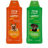 Kit Shampoo Filhote + Shampoo Natural Pet Clean Cachorro