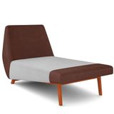 Sofá Chaise Longue Sala De Estar Living Parisi D02 Couríssimo Marrom B-38 Linho Cinza D-315