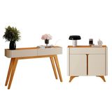 Conjunto Aparador 2 Gavetas 133cm Aros E Buffet Para Sala De Jantar 2 Portas 92cm Aros Off White/naturale