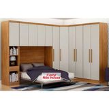 Quarto Casal Completo Rizon/linea 6 Peças (1 Armário Aéreo + 3 Guarda Roupas + 1 Closet Canto Obliquo + 1 Complemento) Qcm109 Cumaru/fendi-n